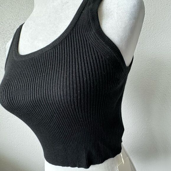 Commense Black Tank Top Cropped Ribbed Knit SZ XS NWT - Picture 3 of 10